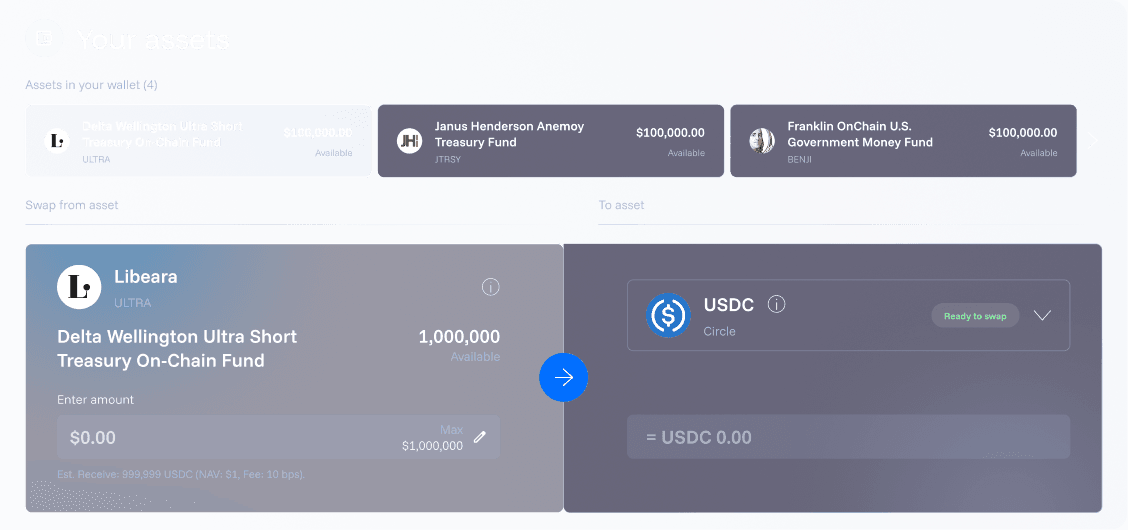 Multiliquid swap UI